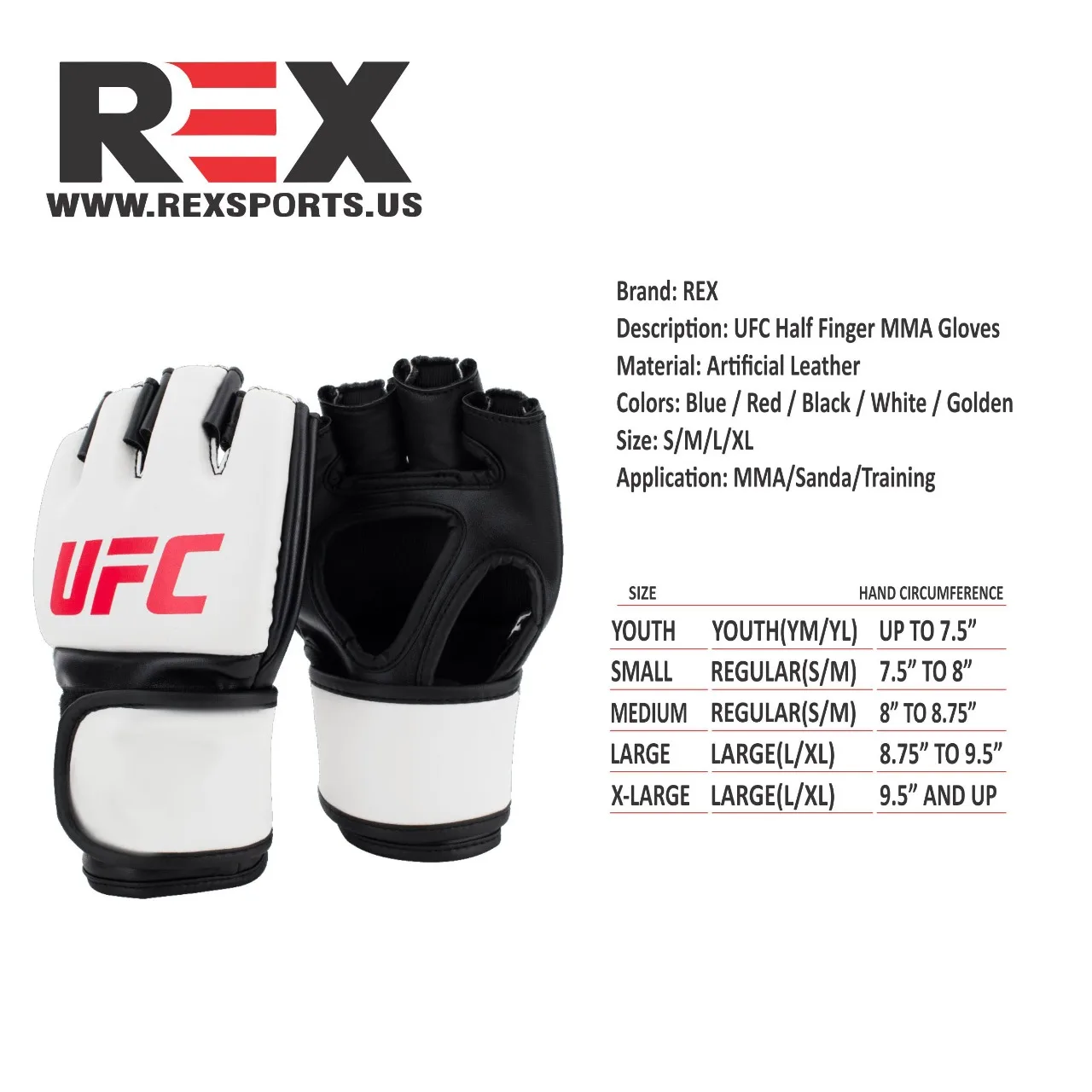 Ufc Gloves Black Mma Half Finger Sparring Grappling Gloves Pu Leather