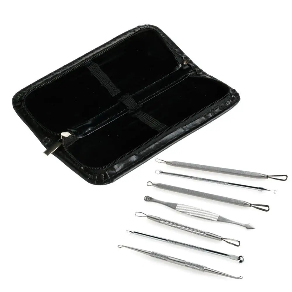 Set of 7 Blackhead Pimple Blemish Comedone Acne Extractor Remover Tool Set Kit Wholesale 2022