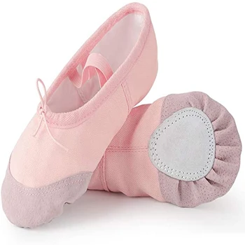 Girls Ballet Shoes Dance Shoes Canvas Ballet Slipper Split Leather Sole Yoga Gymnastic Shoes for Toddlers Kids Children Women