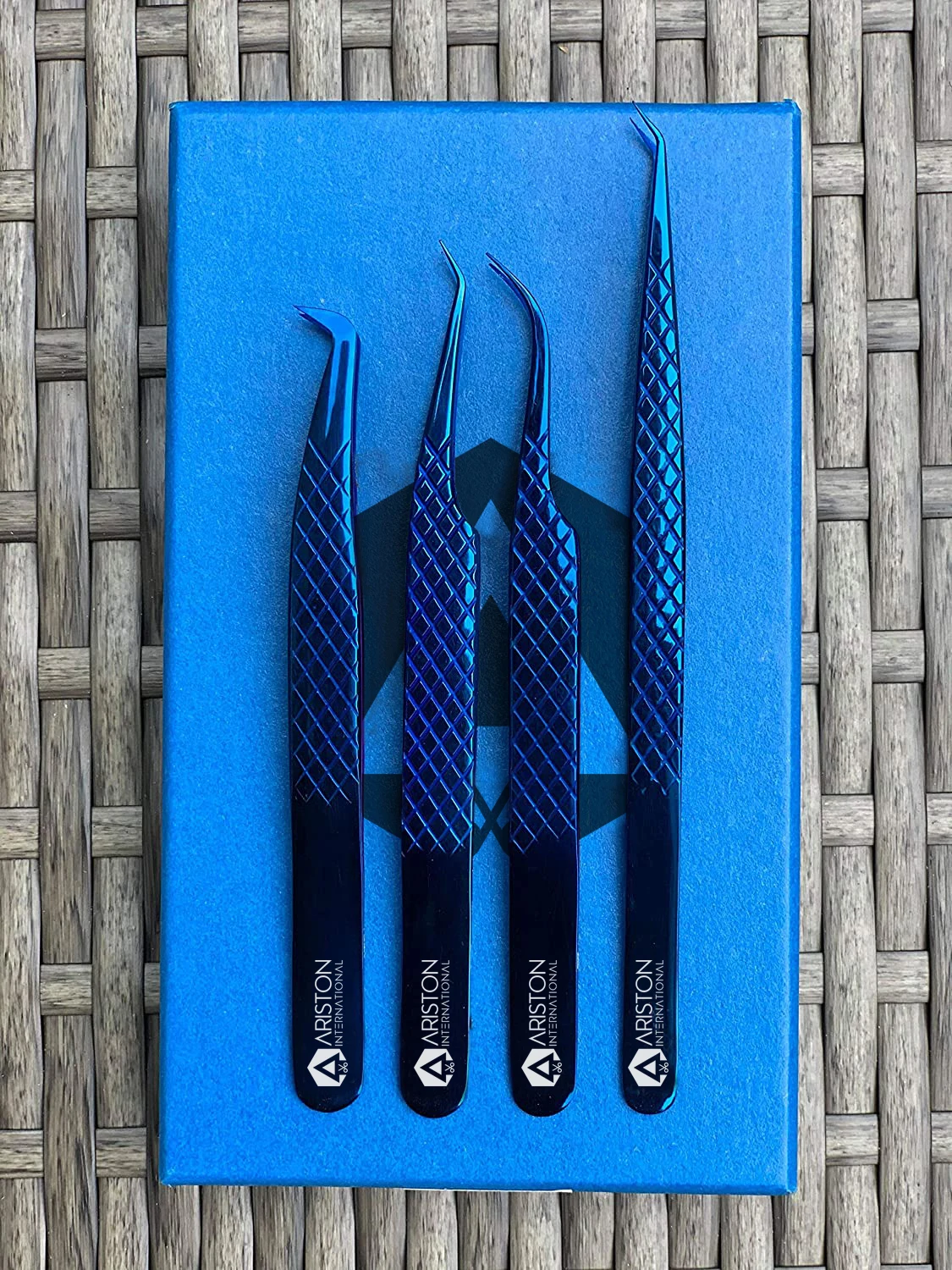 OEM дизайн набор из 4 пинцетов для наращивания ресниц с алмазным захватом-японские стальные инструменты для наращивания ресниц