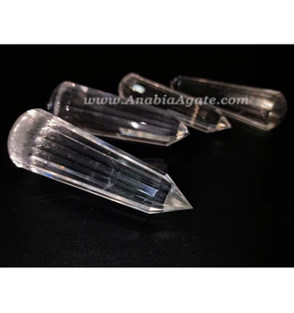 Clear Crystal Quartz 16 Faceted Massage Wands Natural Clear Crystal Quartz Gemstone Massage Wand Healing Original Crystal Points