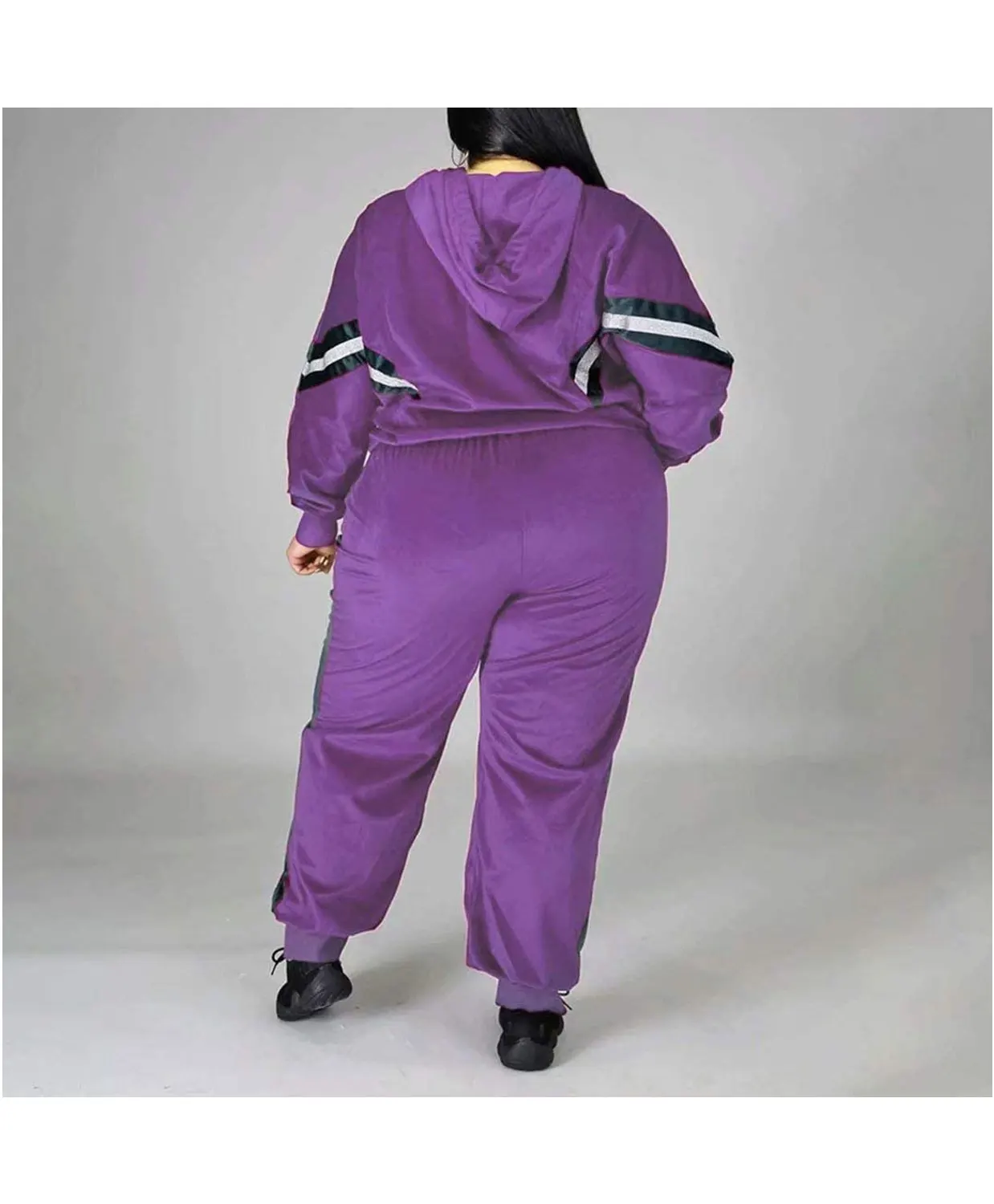Plus Size Tracksuit for Women Set 2 Piece Joggers Velour Jogging Sweat Outfits Hoodie and Sweatpants Set