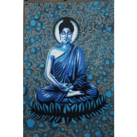 Indian Twin Size Lord Buddha Cotton Tapestry Ethnic Wall Hanging Bedspread Decor 