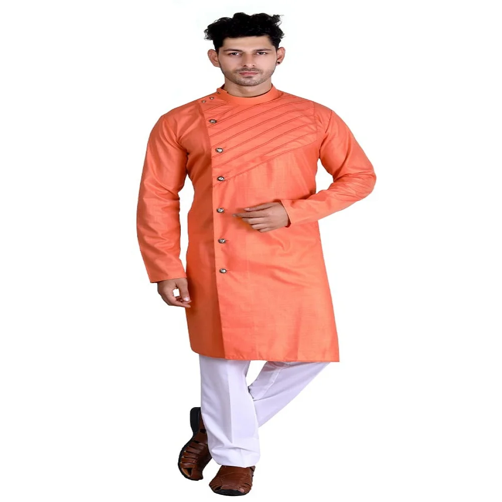 mandarin collar designer kurta pajama set for man in india and