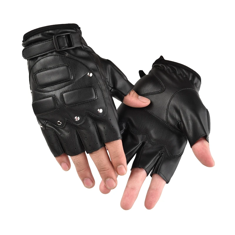 Кожаные перчатки с полупальцами пакистанские тактические из натуральной овечьей кожи для вождения велоспорта