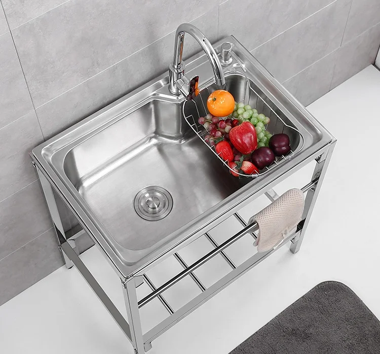 Угловая кухонная раковина из нержавеющей стали садовая с одной чашей и подставкой для коммерческого использования ресторана