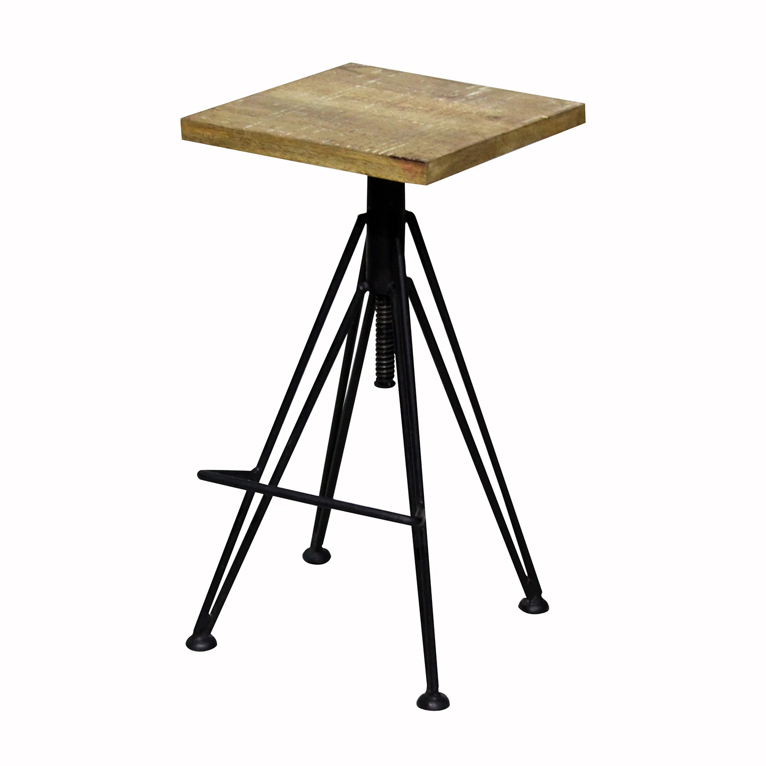 Industrial Metal Wood Bar Stool Rustic Metal Framed Wooden Top
