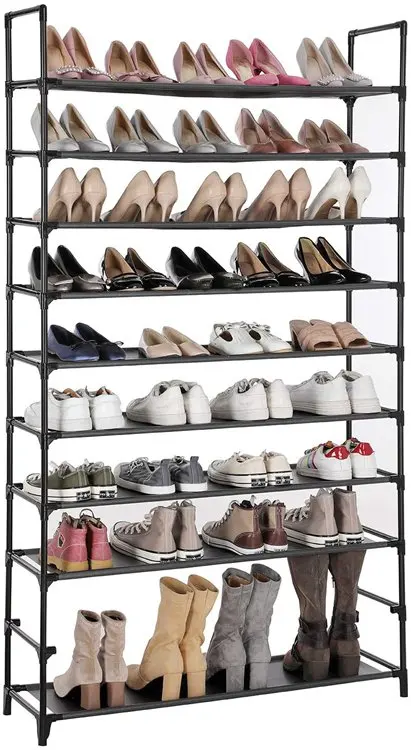 SONGMICS Living Room Cloakroom Hallway Non-Woven Fabric Shoe Rack 10-Tier Shoe Storage Shelf Organiser