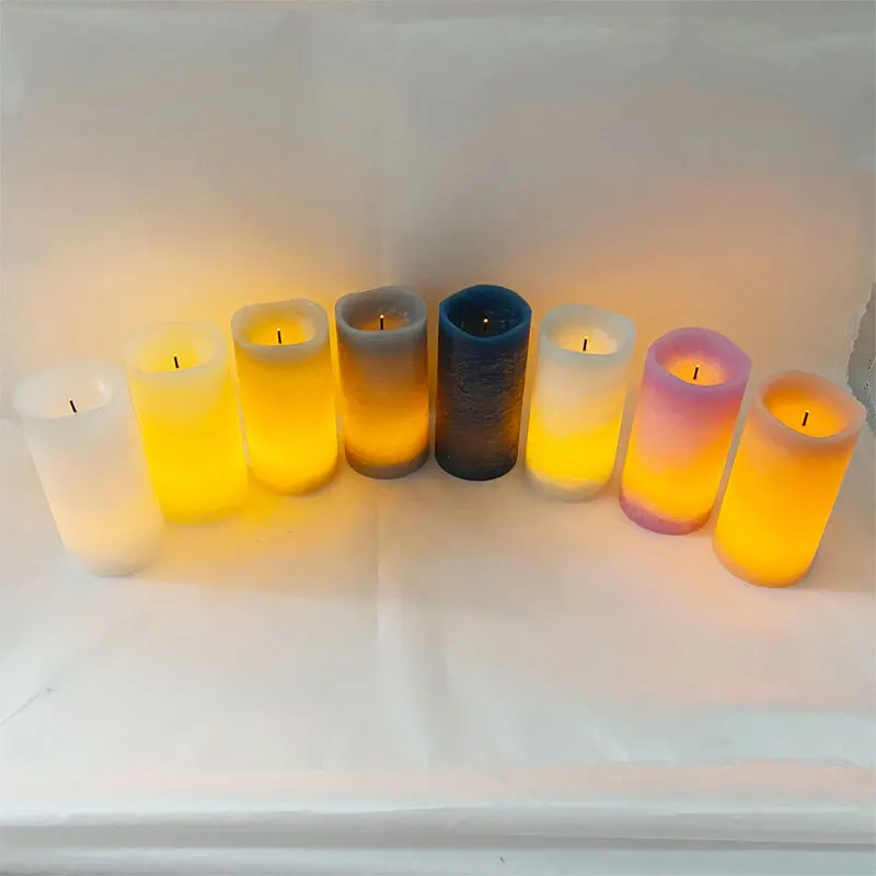 Real Wax Optical Fiber Wick Warm Light Led Pillar Candles Christmas ...