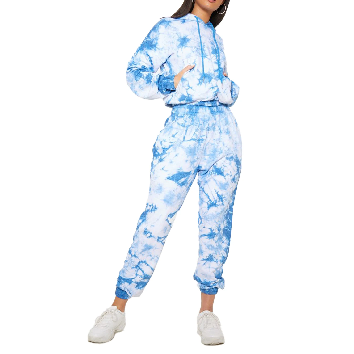 women tie dye sweat suit