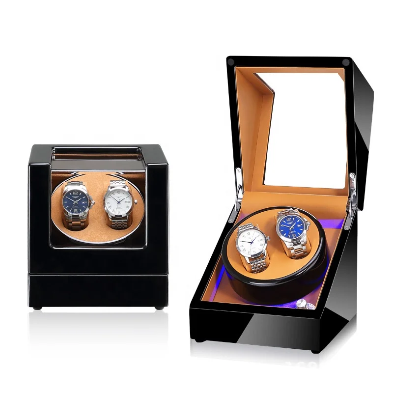 Black piano paint wood led watch winder 2slots-3.jpg