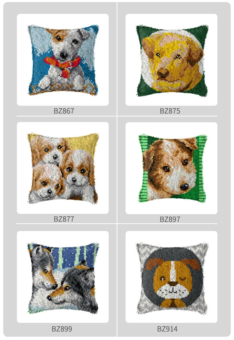 Latch Hook Cross Stitch Cushion Cover BULLDOG Pillow Case Acrylic Yarn DIY Cross-Stitch Kits Pre-Printed Cushion Dog Pillows ani