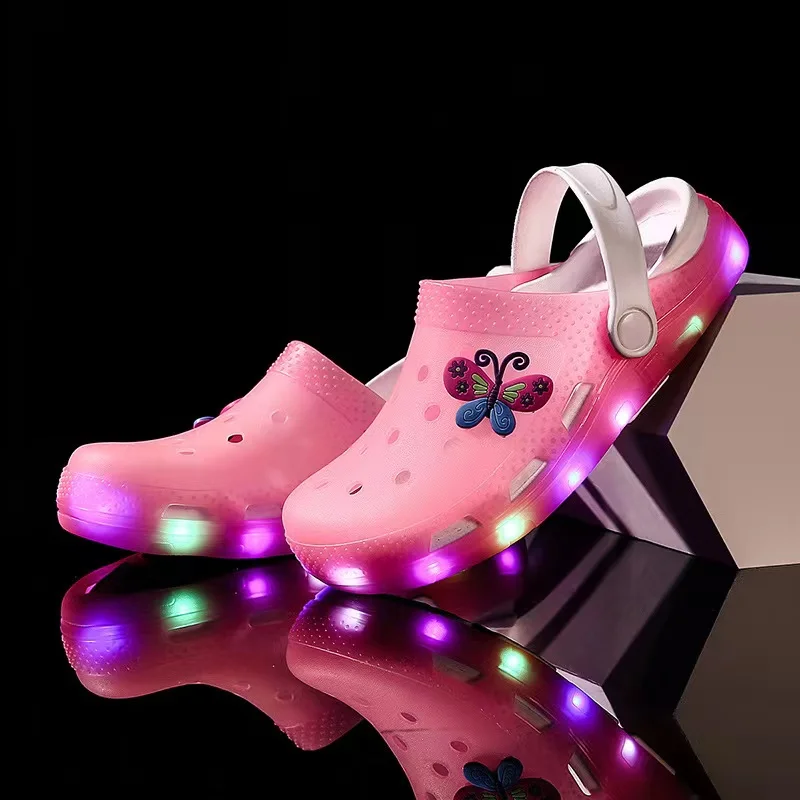 Модная Высококачественная дешевая светодиодная детская обувь с подсветкой, Детская крутая ПВХ обувь-желе