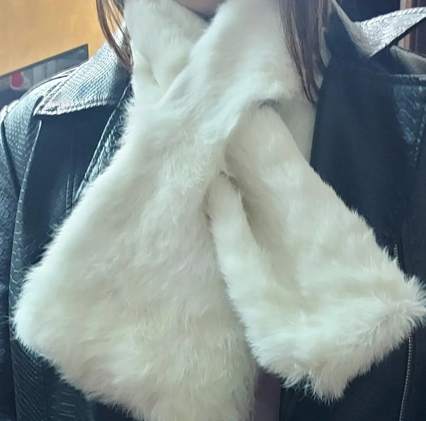 Stylish Winter Stylish Neck Wrap Real Rabbit Fur Plain Scarf Hat & Glove Sets