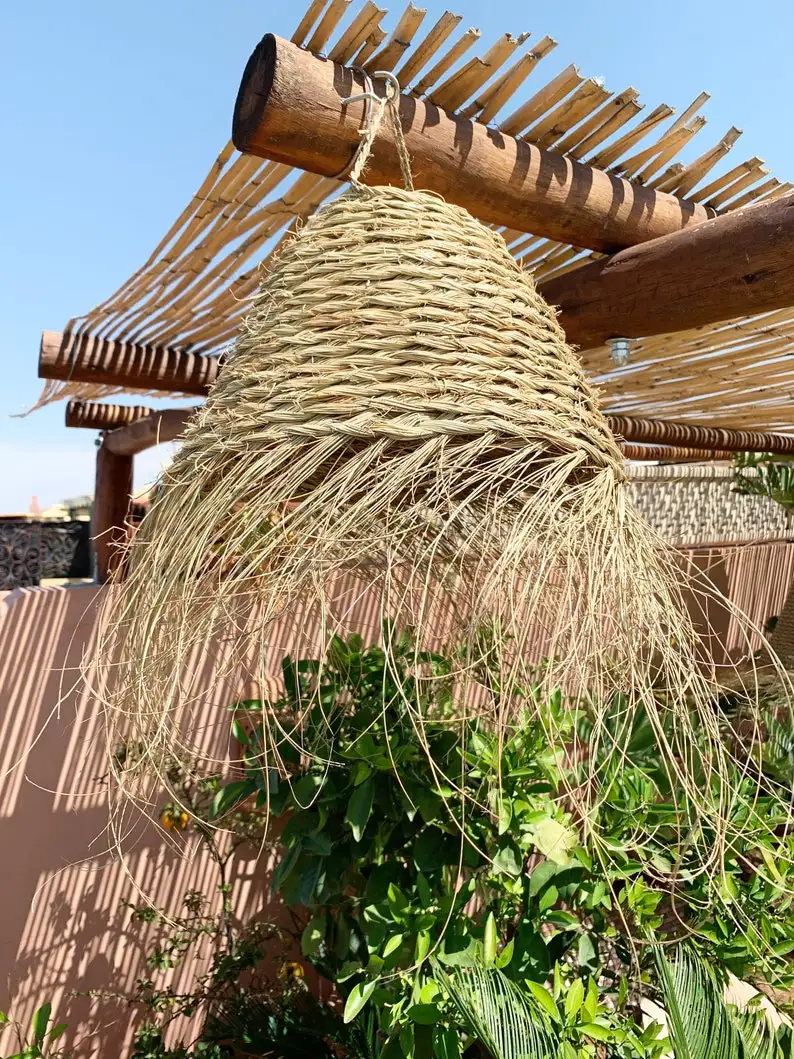 Paralume Naturale Per Lampadari Paralume Rattan Naturale - Per Lampade Sospensione Stile Bohémien Lanterna Da Terra - Foto 9