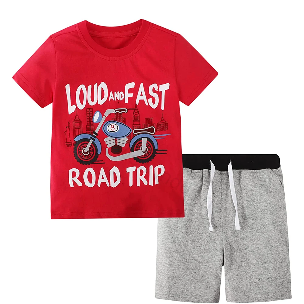 Boys Summer Sports Children's Short sleeve + Shorts Set Thin