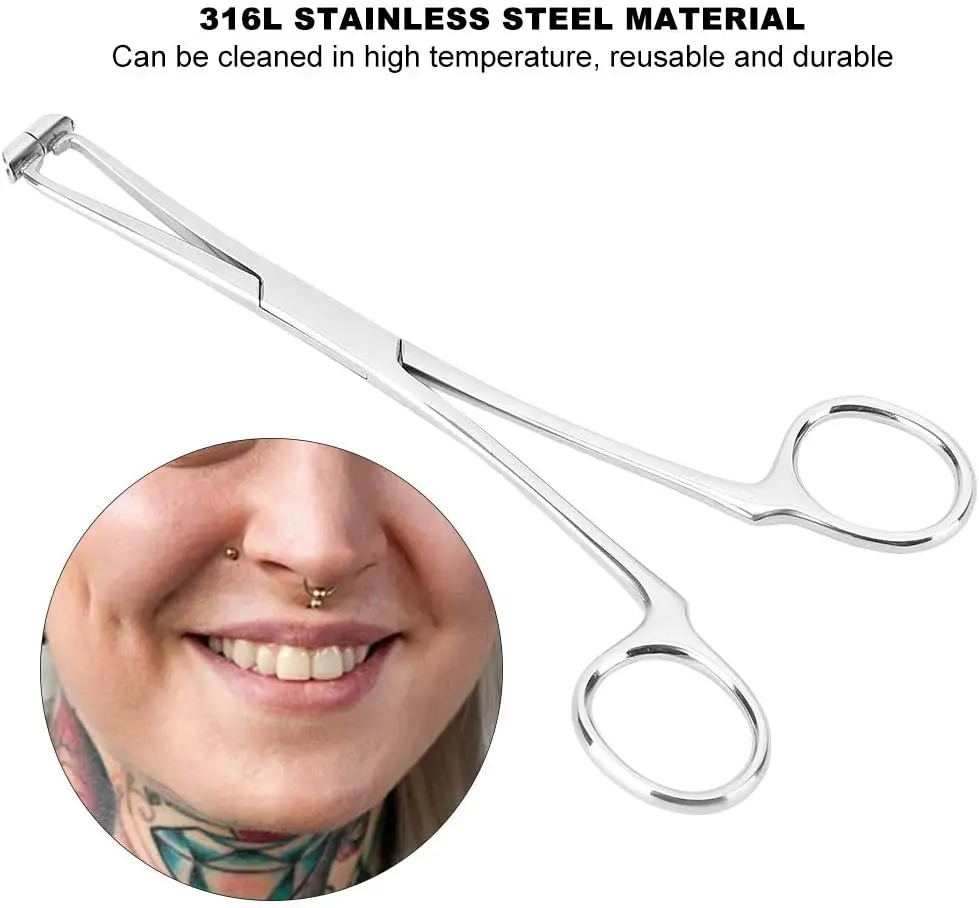 Body Piercing Pliers Tool Ear Lip Navel Nose Tongue Septum Sponge Forceps  Clamp 