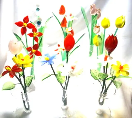 Murano Long Stem Glass Flowers  Murano Art Glass Long Stemmed
