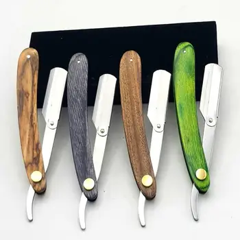 Barber Razor Wooden Handle Straight Shaving Razor Cut Throat Folding Knife With Customized Logo Wholesale