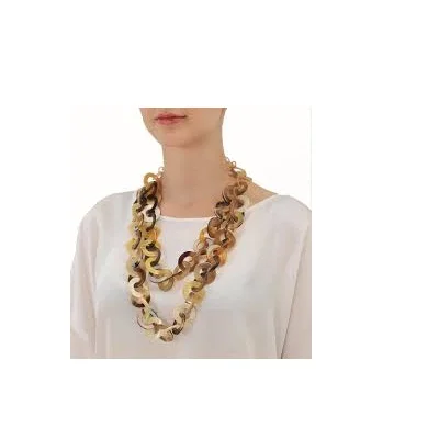 Buffalo Horn Necklace With White And 