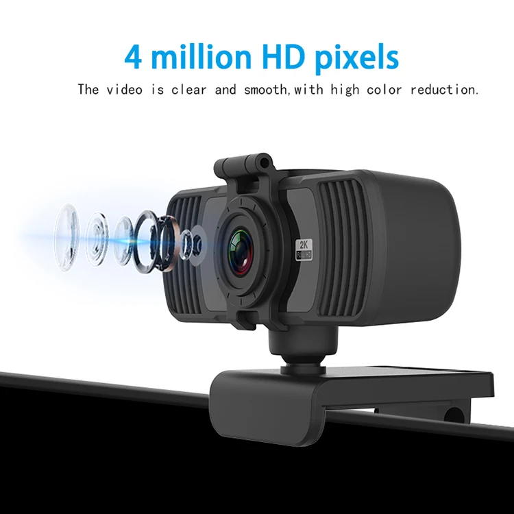 USB Interface Full HD 2K with Stereo Microphone CMOS Image Sensor Clear Cutout PC Boy Webcam
