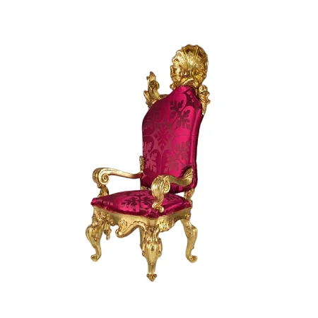 King Throne Chair High Back Wooden Gold Polished And Pink Velvet Chair With  Superior Quality In India - Buy King Throne Chair High Back Wooden Gold  Polished And Pink Velvet Chair With