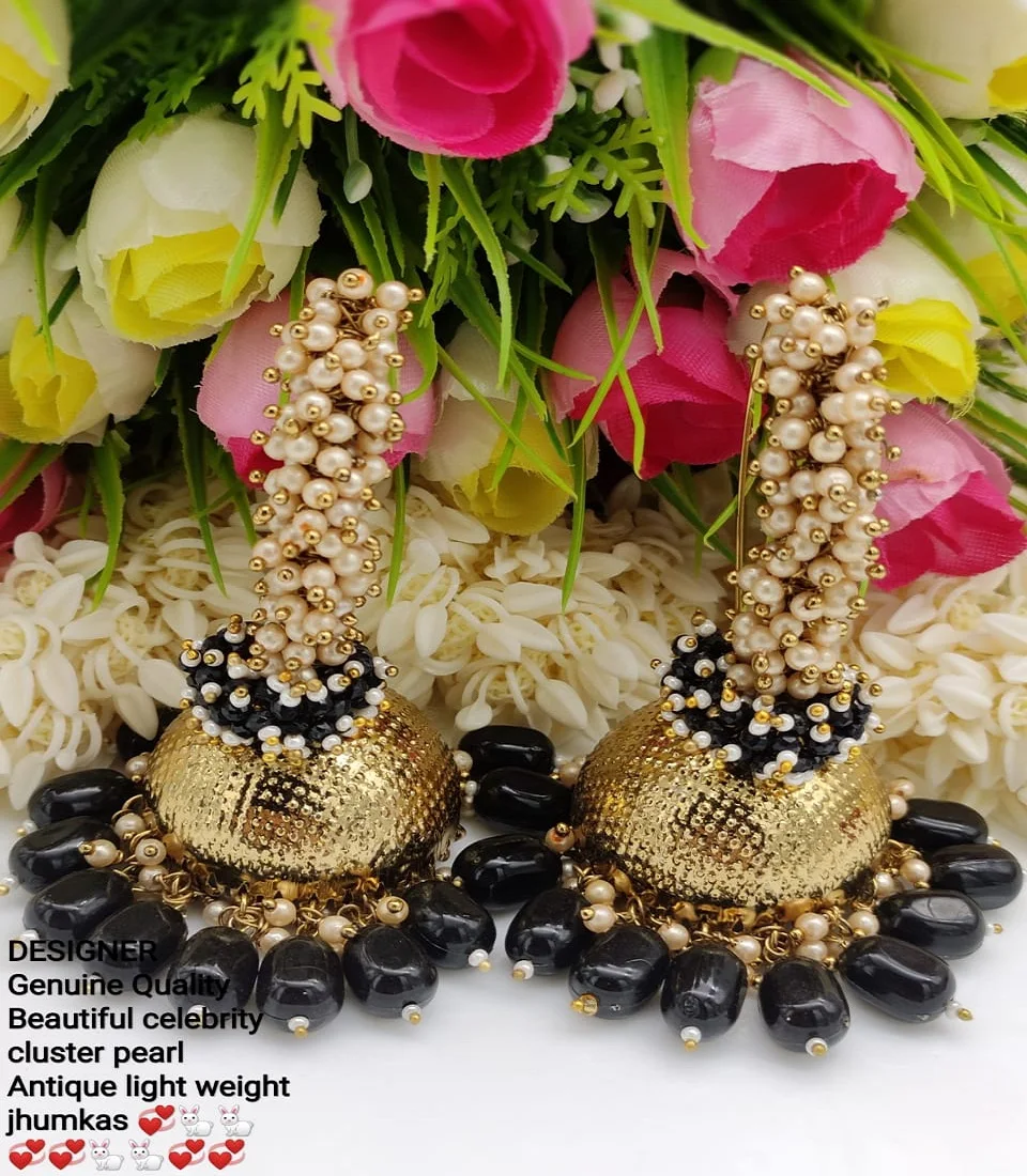 Elegant and Trendy Jhumka Earrings Gold Design South Screw Light Weight  J24874