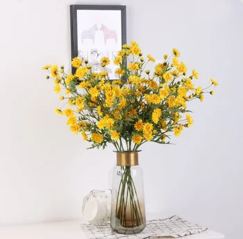 Z192 Home party decoration yellow silk chrysanthemum artificial flowers china plastic chrysanthemum