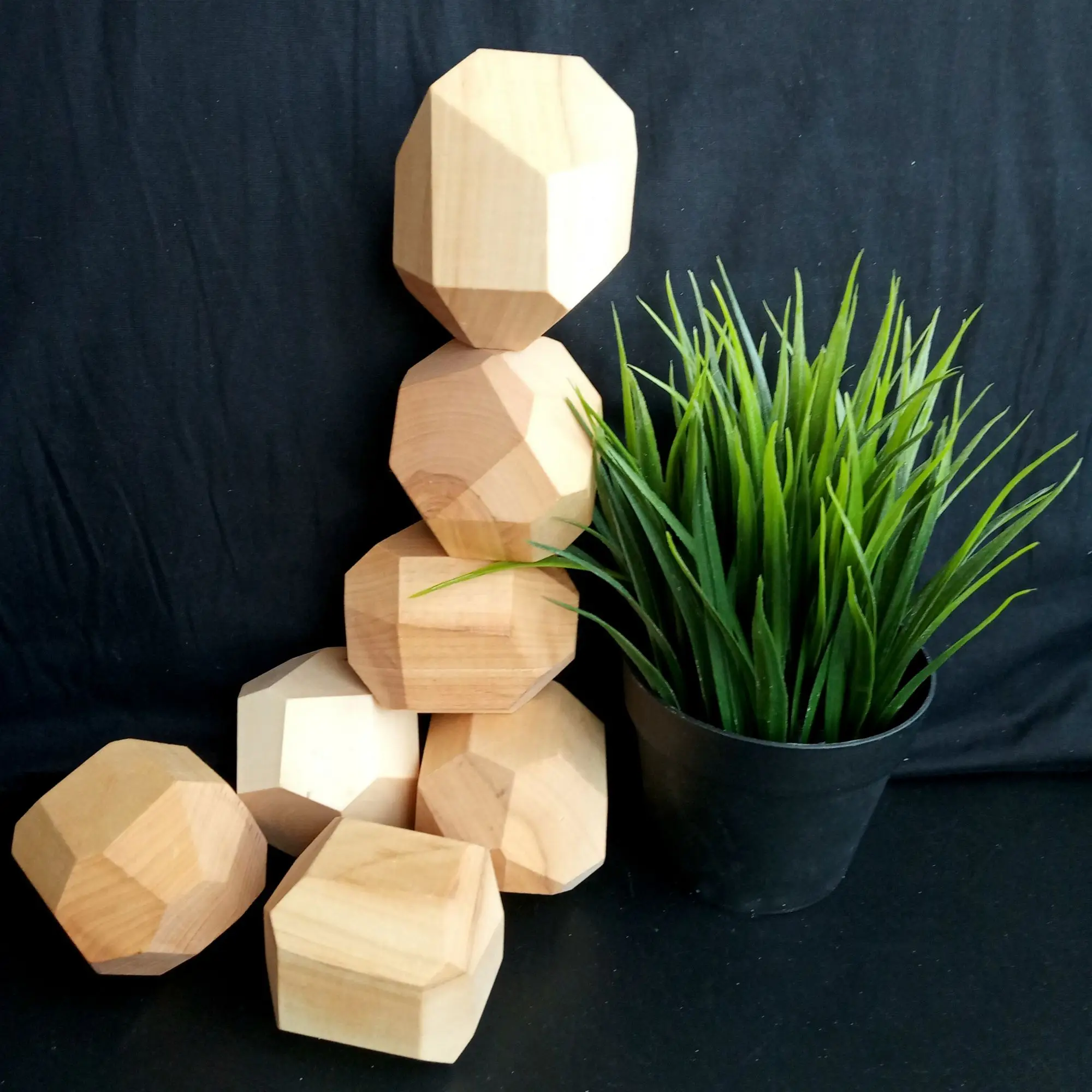 Tumi Ishi Wooden Balance Building Blocks Stones Stacking Colored - Buy ...