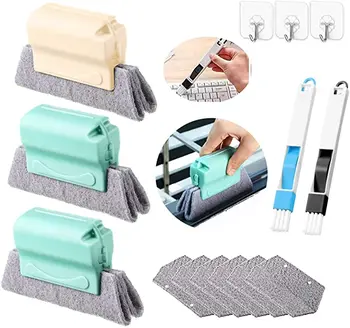 Crevice Gap Cleaning Brush Tool, 6pcs Hand-held Groove Gap Cleaning Tools,  2 in 1 Dustpan Cleaning Brushes, Shutter Door Window Track Kitchen Cleaning