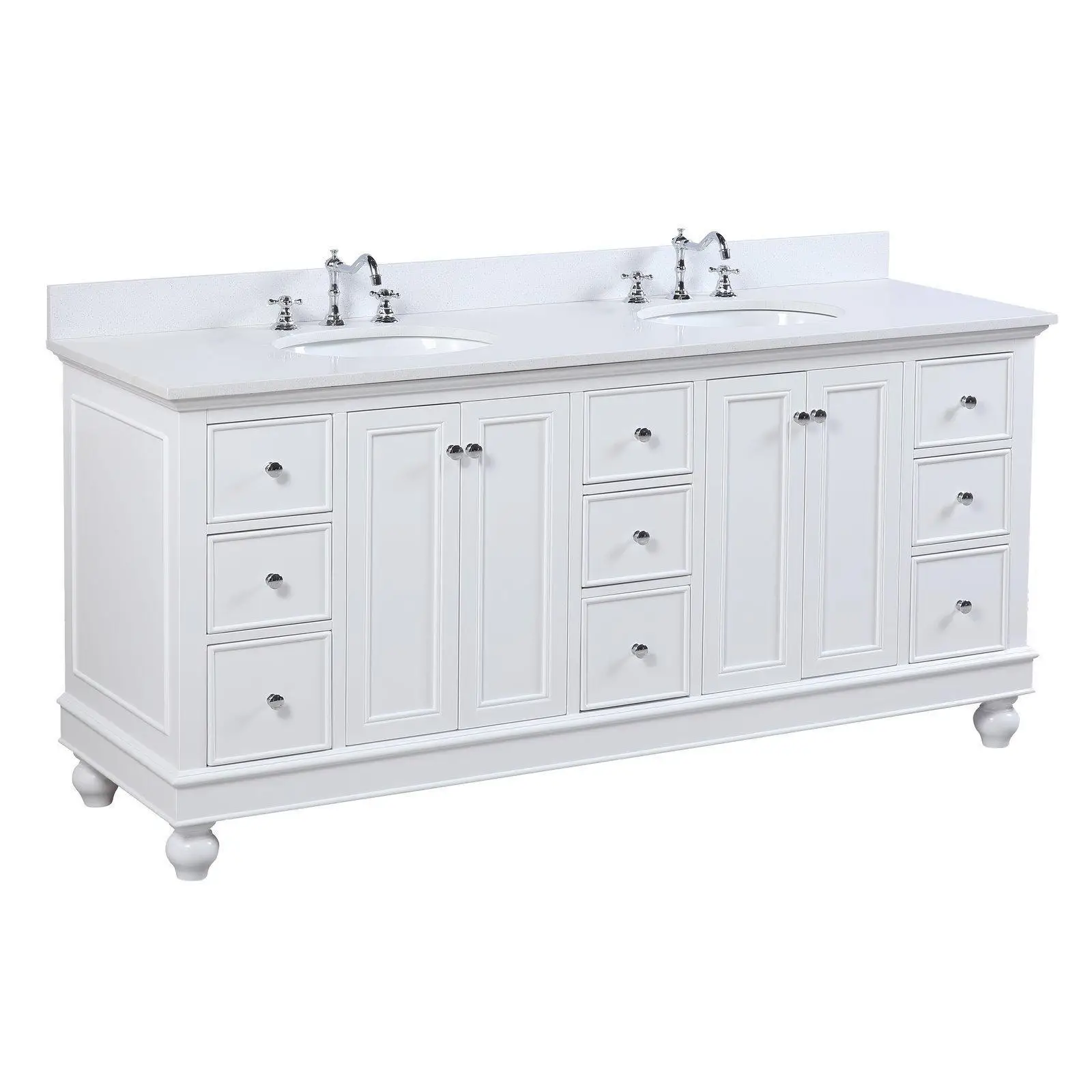 Ik017 Modern White American Solid Wood Bathroom Cabinet Double