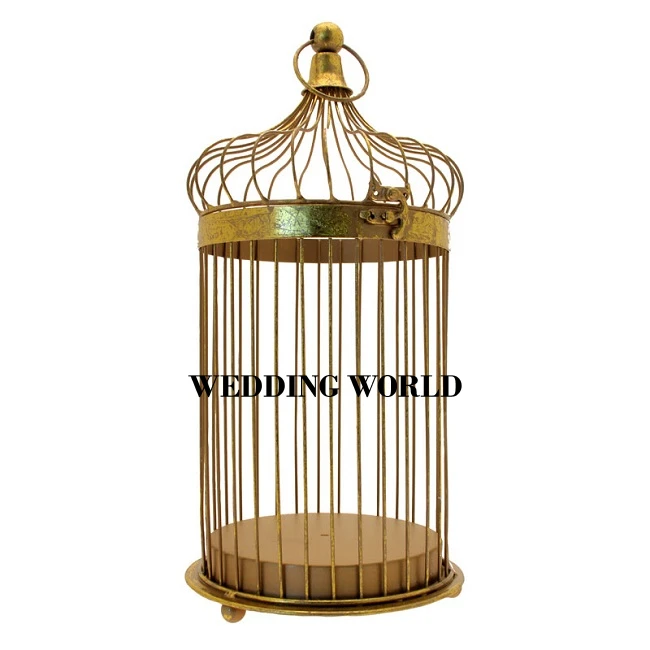 Luxury Wire Mesh Cage for Parrots and Birds - Gold Finished
