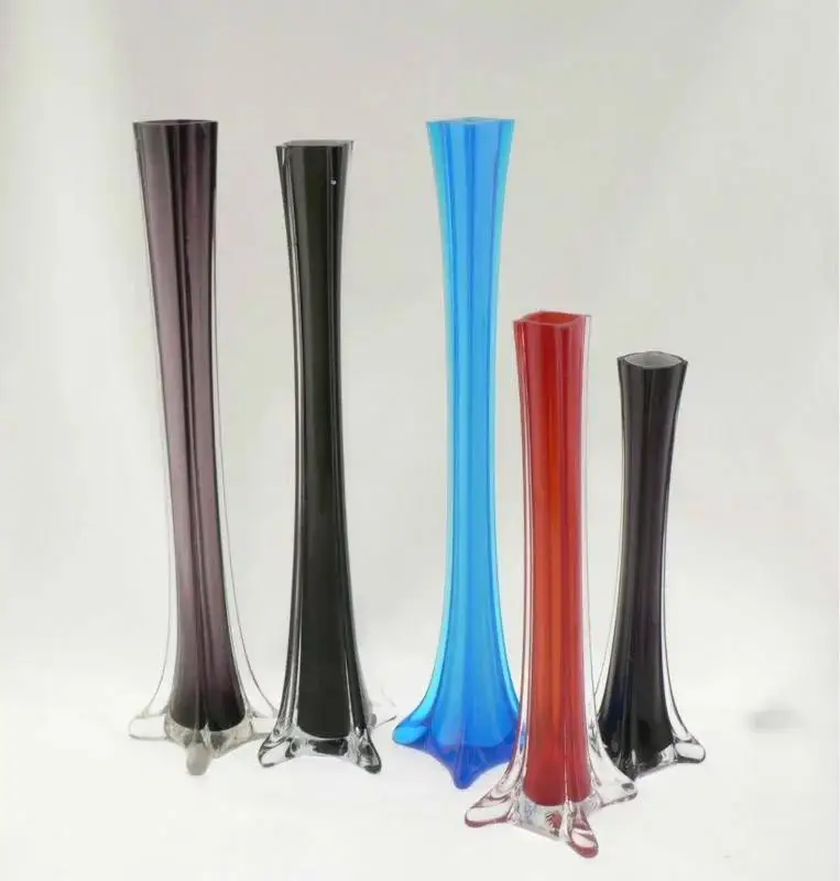 Aeofa eiffel Tower Shape Long Stem Tall Glass Vase White Black Clear Colour Vase for Flower Decoration