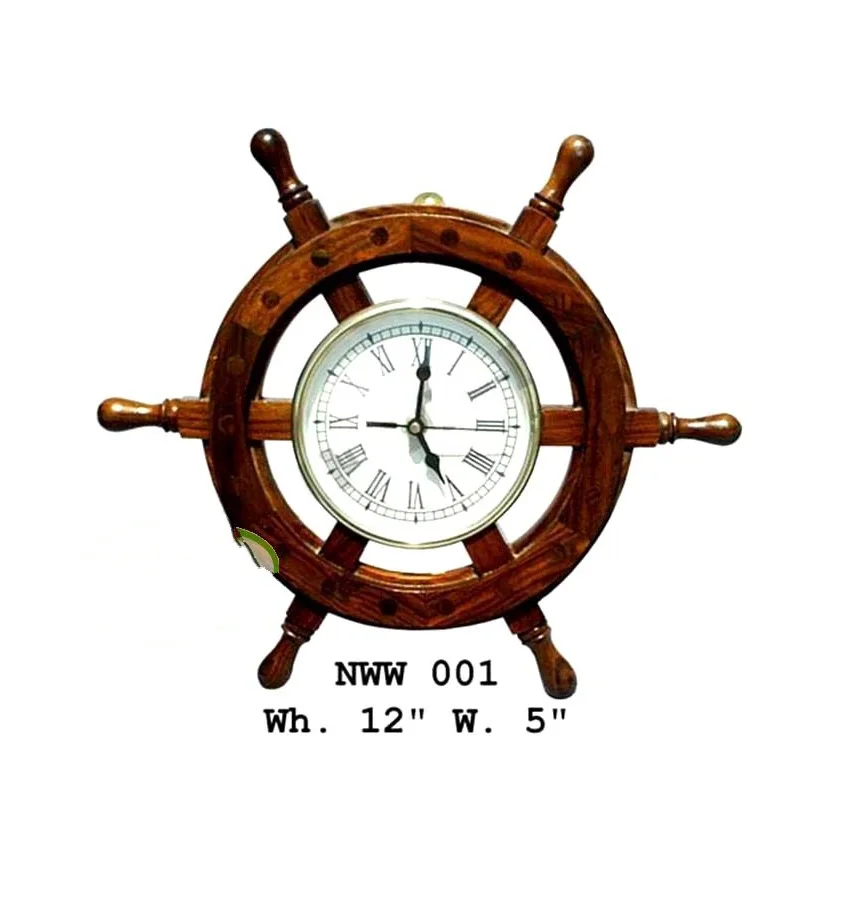 Nautical Antique Wooden Designer Ship Steering Wheel Decorated With Brass Inlay Work Buy