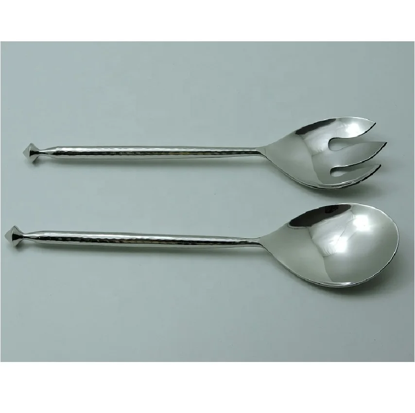 Brass Handle Stainless Steel Salad Server Spoon Set