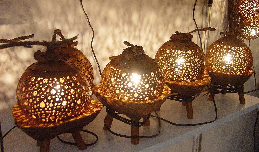 1 Balls Coconut Lamp Made of Coconut Shell for Bedroom Lamp Light
