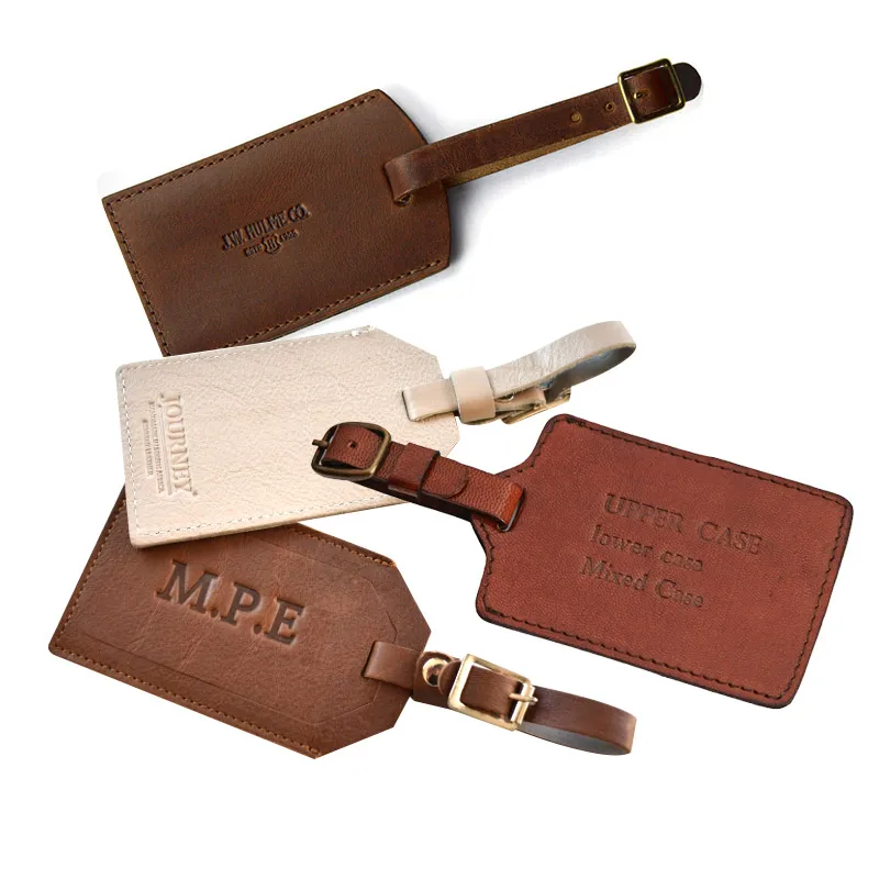 Brown Faux Leather Luggage Tags