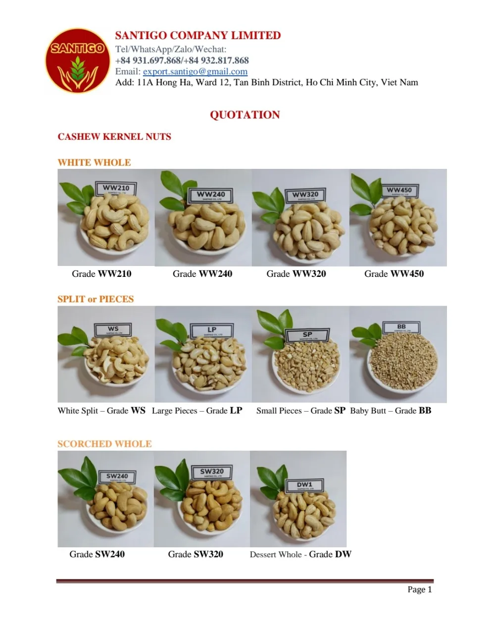 High Quality Raw Cashew Nuts W320 With Good Price And All Size Raw