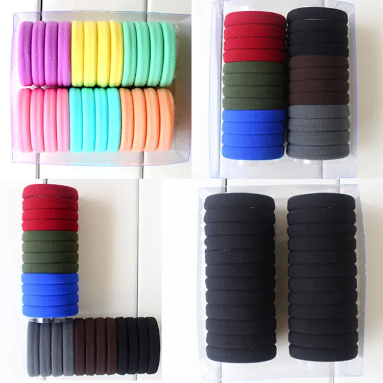 Elastics Hair Tie No Damage No Crease Cotton Seamless Rubber Hair Band For Women's Thick Hair