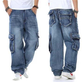 2021 New Japan Style Brand Mens Straight Denim Cargo Pants Biker Jeans ...