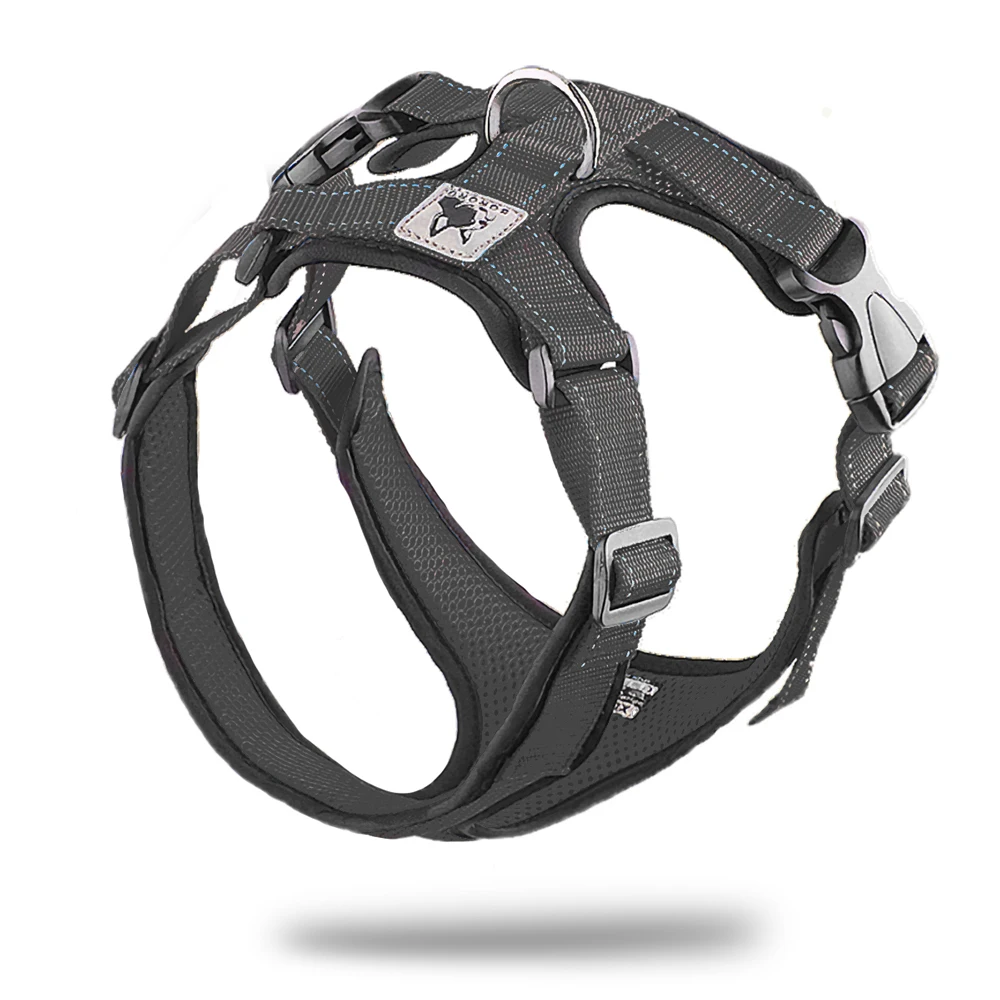 LIGHTWEIGHT REFLECTIVE BREATHABLE ADJUSTABLE COOLING SOFT MESH DOG HARNESS