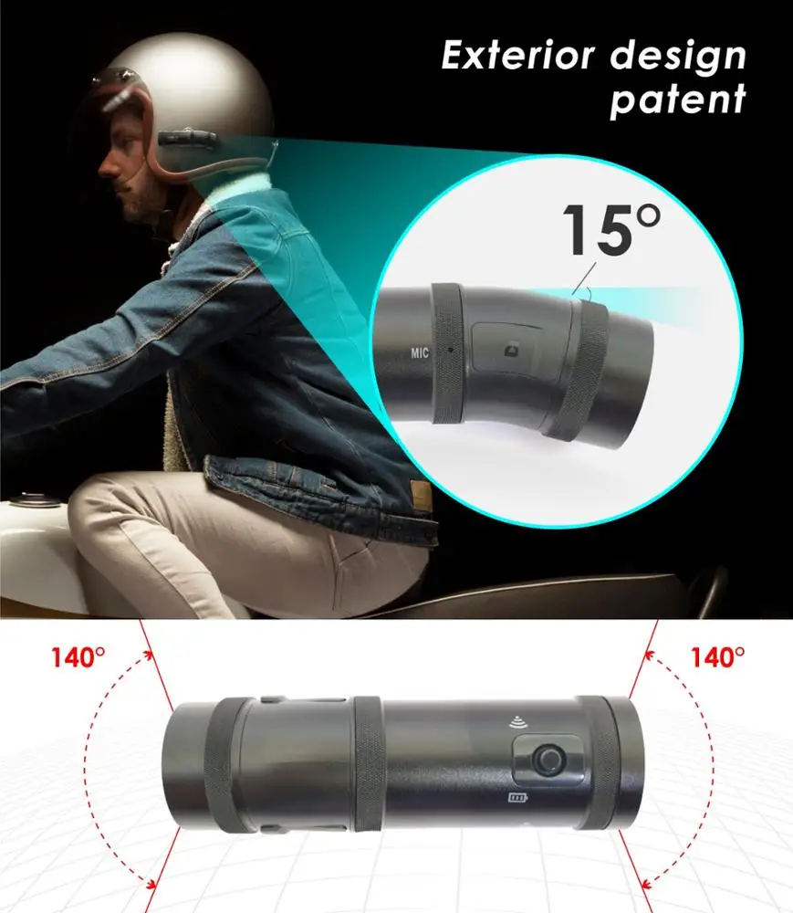 
 Спортивная Экшн-камера для шлема Передняя и задняя 2CH FHD 1080P WIFI-камера для мотоциклетного шлема  