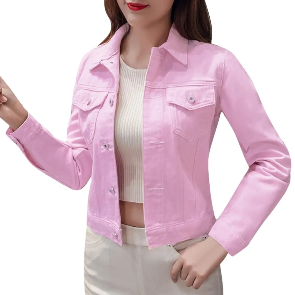 pink jean jackets for womens