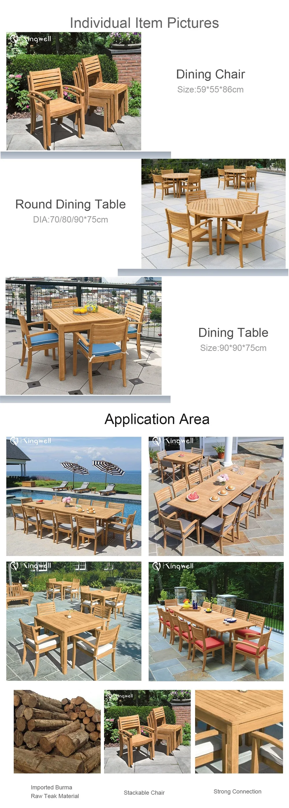 Restaurant Garden Furniture Teak Set Bistro Dining Combination Outdoor