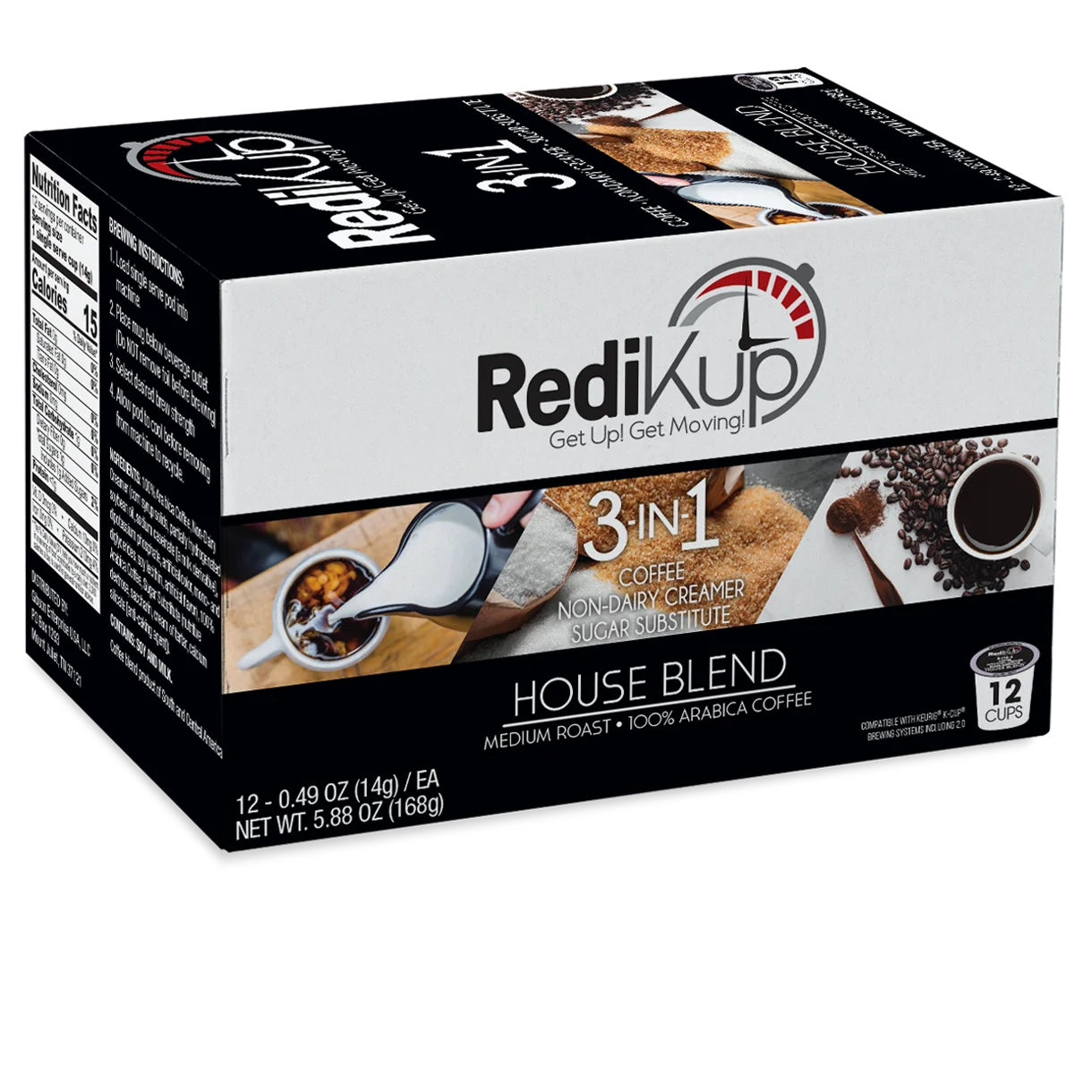 RediKup 3-N-1 House Blend Coffee Pods 12 Ct. Organic Arabic Single Serve Coffee Pods