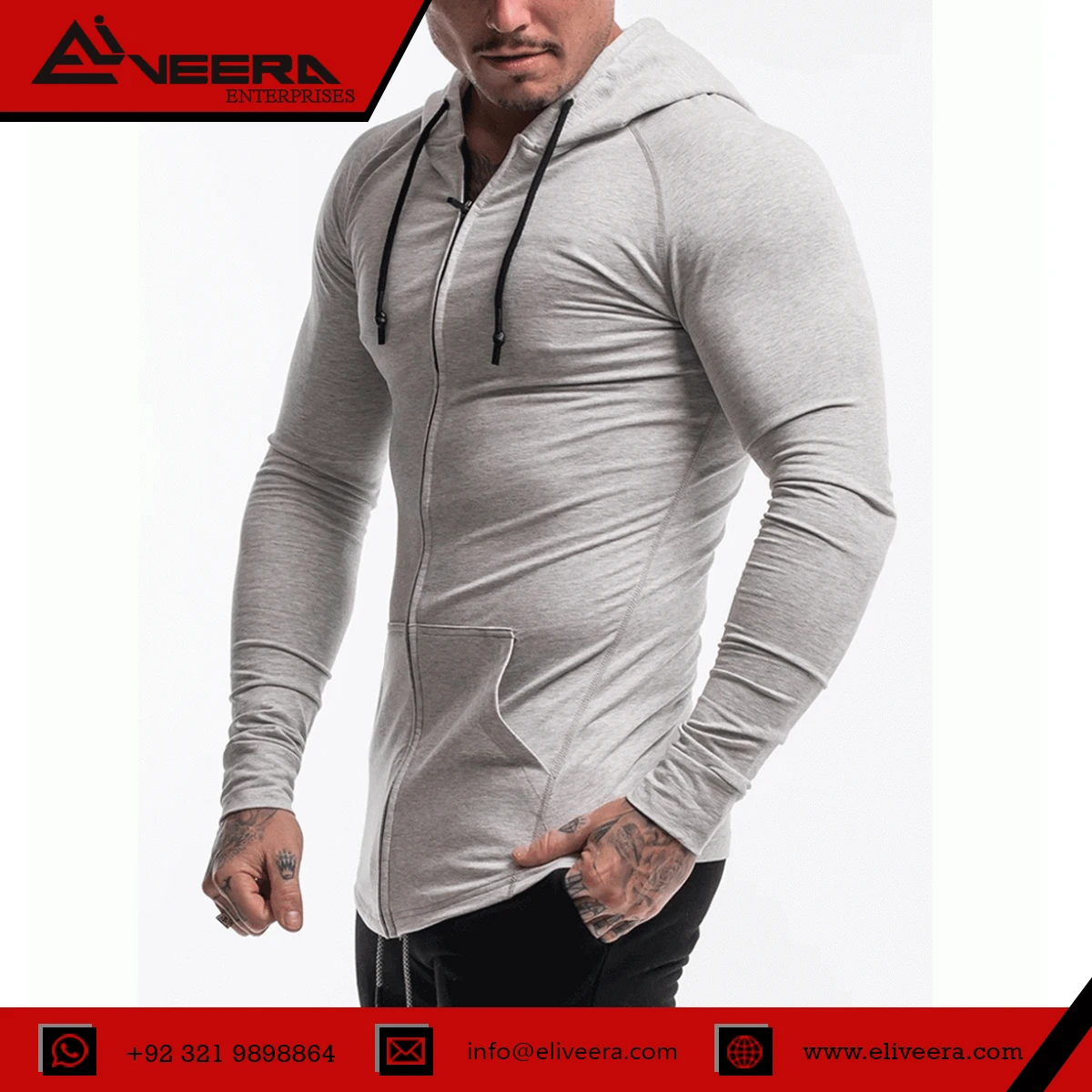 Men's GYM Casual Hoodied Long Sleeve Fitness Workout Hoodie Sweatshirt  Clothes 