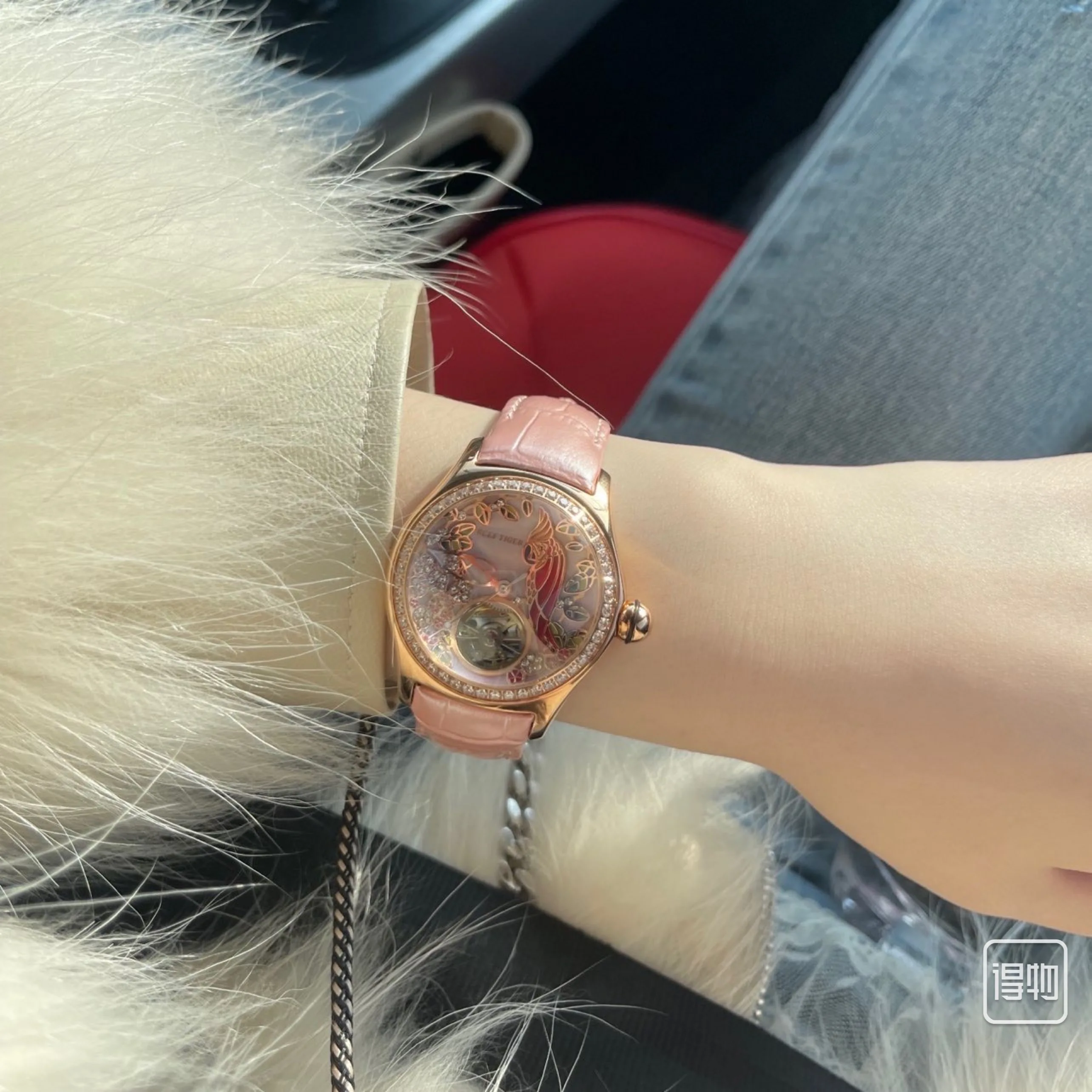 Women\'s Pink Leather Strap Fashion Watch - Rose Gold Dial Cowherd and Weaver Girl | Pink Dial Magpies Bridge Genuine  main image 3