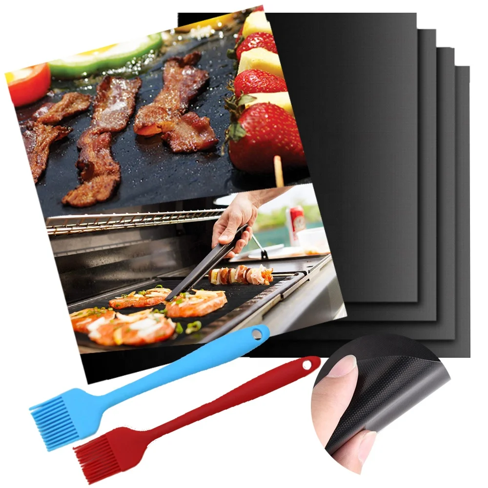 Черный/медный коврик для гриля и барбекю набор из 5 многоразовых антипригарных ковриков 13x15 75 дюймов с 2