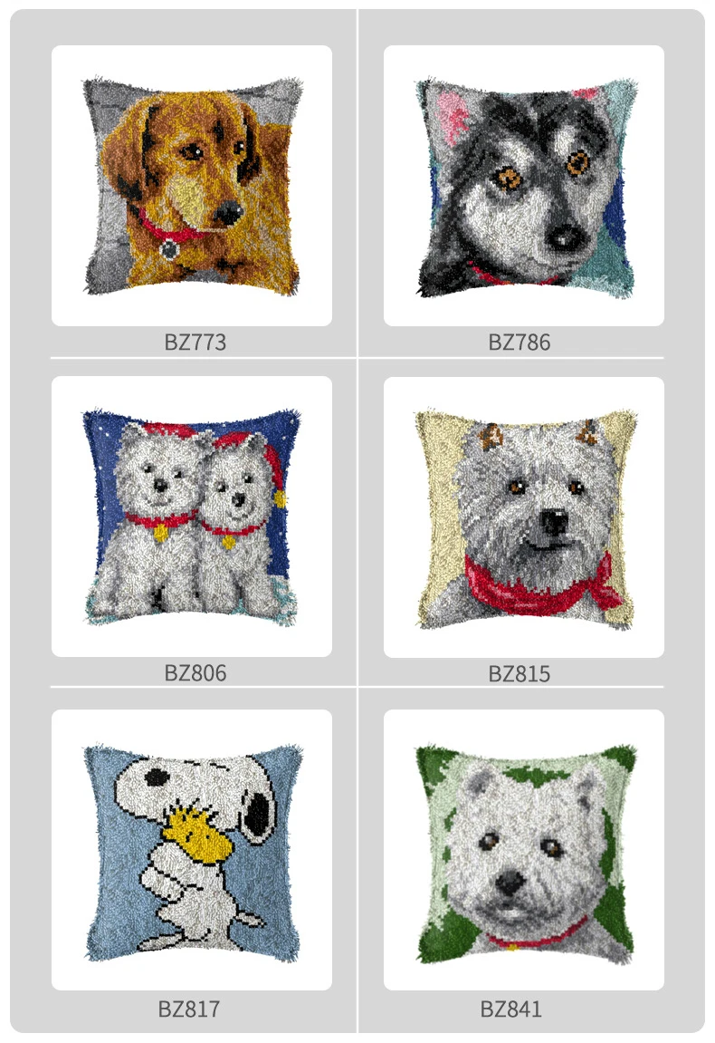 Latch Hook Cross Stitch Cushion Cover BULLDOG Pillow Case Acrylic Yarn DIY Cross-Stitch Kits Pre-Printed Cushion Dog Pillows ani