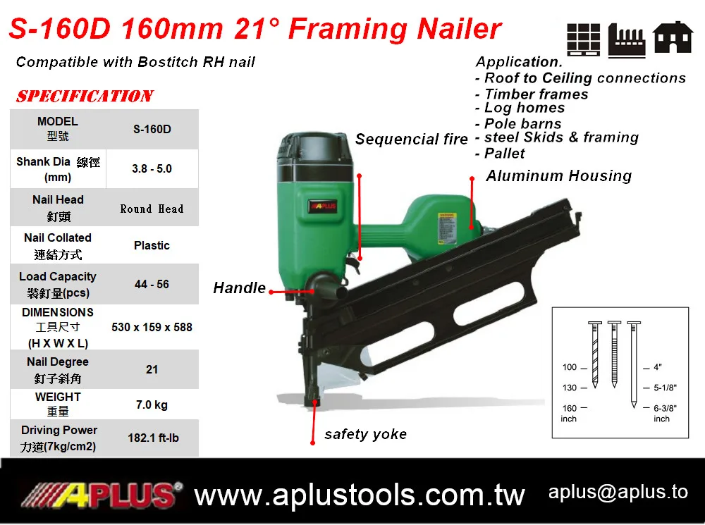Aplus S160d 160mm Angle Framing Nail Gun For Construction Buy 160mm